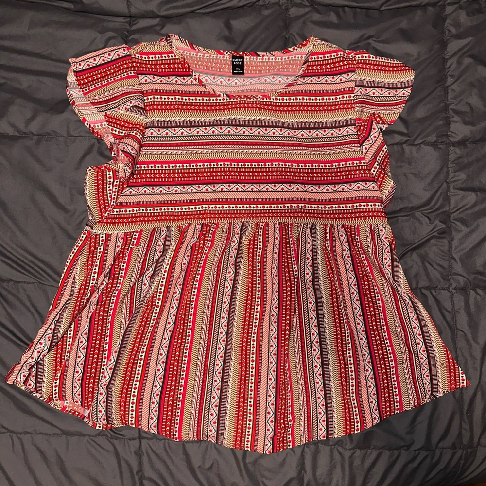 Emery Rose Red Striped Women’s Top
